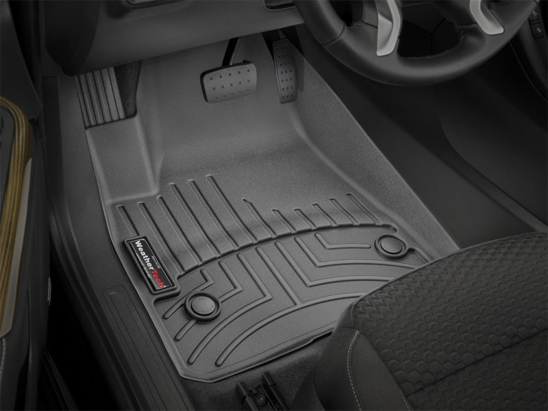 WeatherTech 2017+ GMC Acadia Front FloorLiners - Black installed in vehicle
