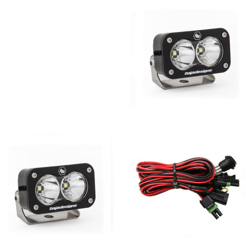 Baja Designs S2 Pro Series LED Light Pods Work/Scene Pattern - Pair with wiring harness for offroad lighting