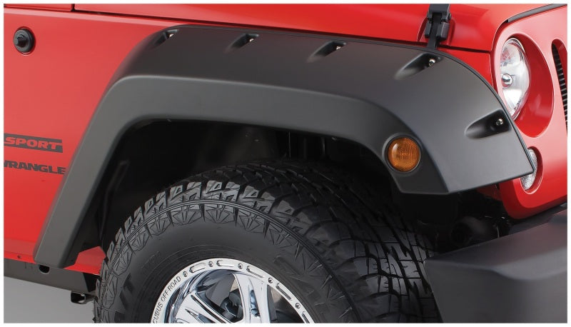 Bushwacker 07-18 Jeep Wrangler Pocket Style Flares 2pc - Black, offroad performance upgrades