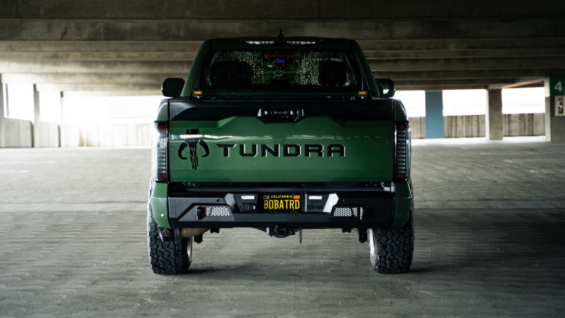 DV8 Offroad 2022-2023 Toyota Tundra MTO Series Rear Bumper in green color