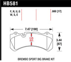 Hawk Brembo Rear BBK DTC-60 Brake Pads dimensions diagram
