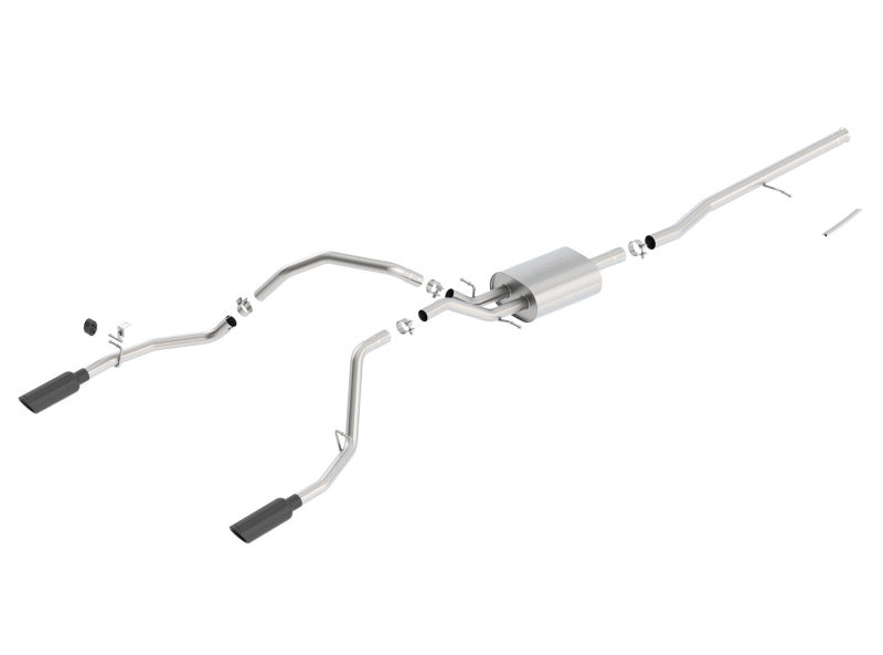 Borla 14 Sierra 1500 C/B S-Type Exhaust/2.75in Into Dual 2.25in Out 4in Split Rear Exit-Black Chrome Secondary image