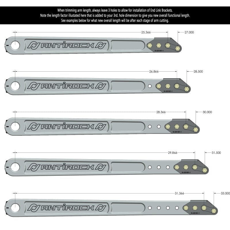 RockJock Billet Aluminum Antirock Pre-Runner Sway Bar Arms (33.67in OAL 35 spline) w/ Hardware Secondary image