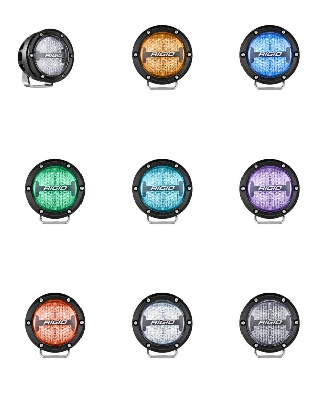 Rigid Industries 360-Series 4in LED Off-Road Diffused Beam - RGBW Backlight (Pair) color options.