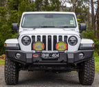 ARB 87-96 Jeep Wrangler YJ/ 97-06 Jeep Wrangler TJ Multi-fit Winch Bumper with offroad lighting and accessories.