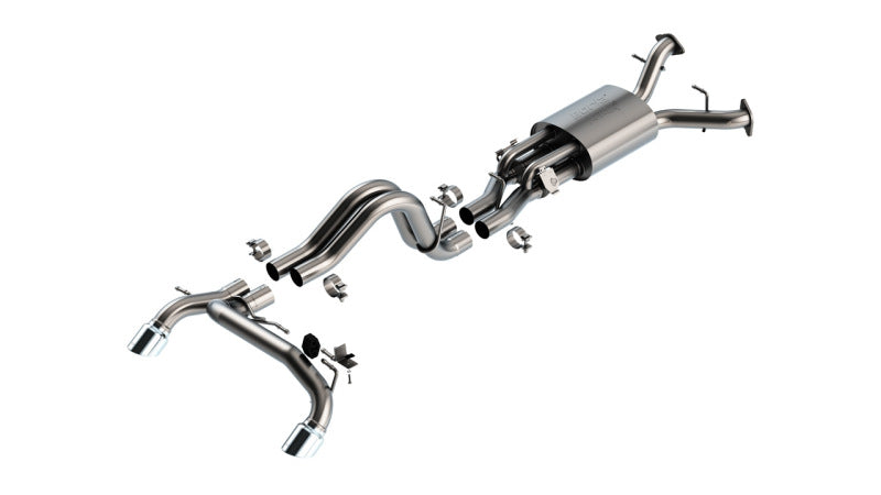 Borla 22-24 Ford Bronco Raptor V6 Turbo AT 2WD / 4WD ATAK Catback Exhaust w/ 4in Chrome Tips system parts layout