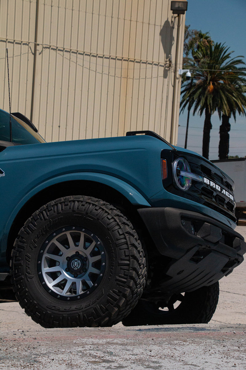ICON Compression 17x8.5 6x5.5 25mm Offset 5.75in BS 95.1mm Bore Titanium Wheel on off road truck