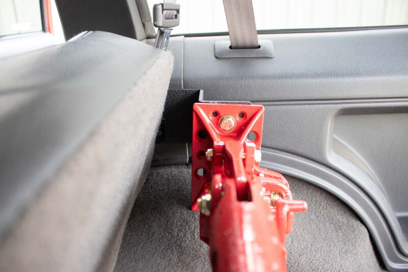 Fishbone Offroad 84-01 Jeep Cherokee XJ Rear Seat Hi-Lift Jack Mount installation view