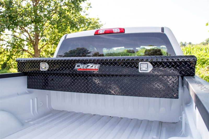 Deezee Universal Tool Box - Red Crossover - Single Lid Black BT Full Size in truck bed