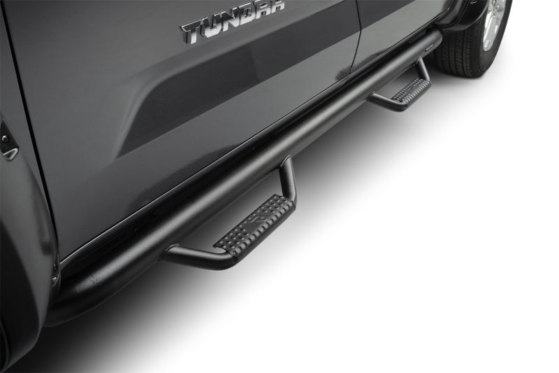 N-Fab Nerf Step 07-17 Toyota Tundra Double Cab - Tex. Black - Cab Length - 3in. side view with durable hoop step design.
