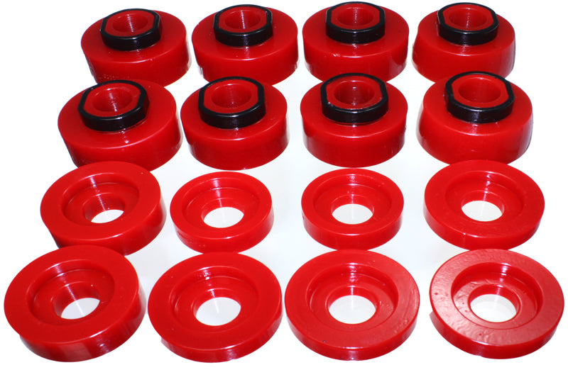 Energy Suspension 08-16 Ford F-250/F-350/F-450/F-550 Super Duty Crew Cab Red Body Mount Set for offroad performance upgrades