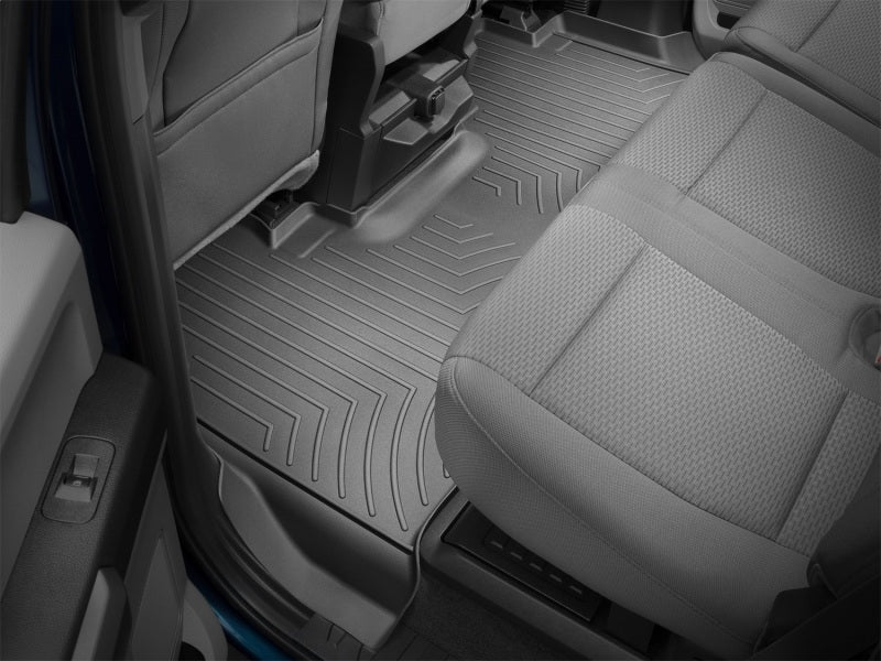 WeatherTech 2017+ Ford F-250/F-350/F-450/F-550 Rear FloorLiner - Black in vehicle interior