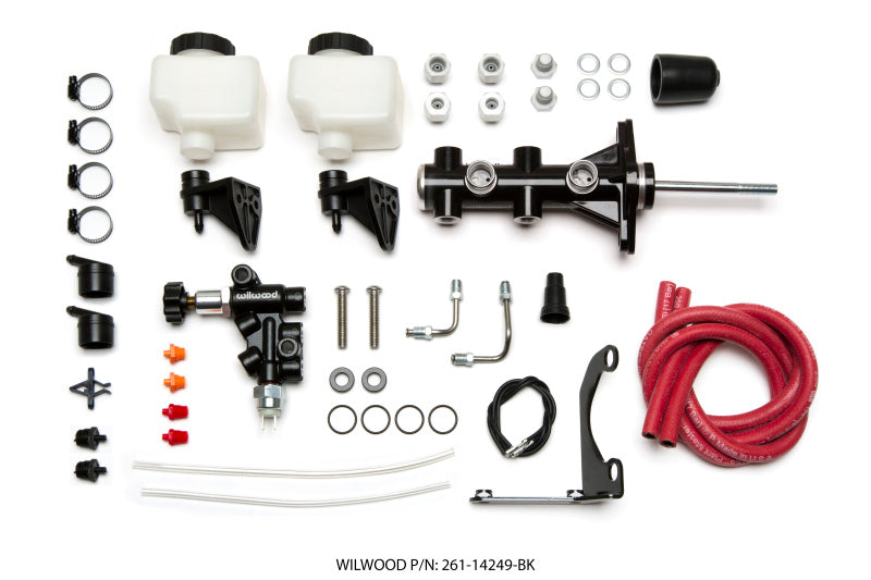 Wilwood Tandem Remote M/C Kit w L/H Bracket & Prop Valve - 7/8in Bore Black-W/Pushrod Secondary image