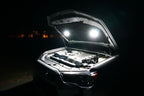 KC HiLiTES Cyclone 2in. LED Universal Under Hood Lighting Kit in use with bright lighting under the hood.