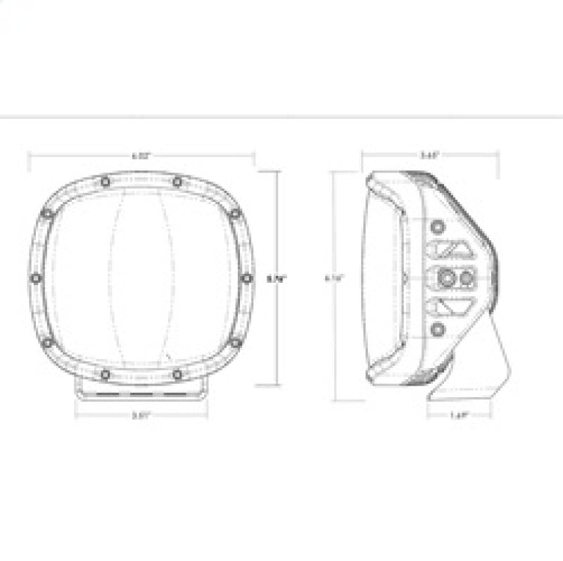 Rigid Industries Adapt XP w/ Amber PRO Lens dimensions diagram