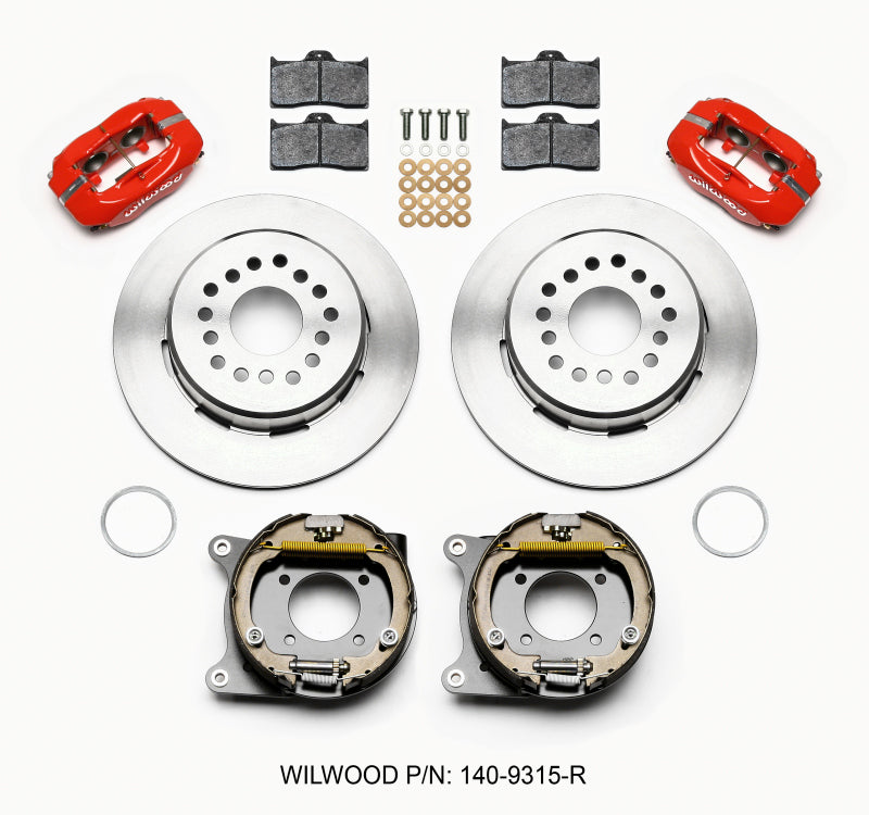 Wilwood Forged Dynalite P/S Park Brake Kit Red 12 Bolt 2.75in offset Staggered Shock Secondary image