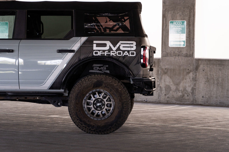 DV8 21-22 Spare Tire Delete on off road Bronco vehicle