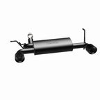 MagnaFlow 07-17 Jeep Wrangler JK 3.8/3.6L Dual Split Rear Exit Black Axle-Back Exhaust for offroad performance upgrades.