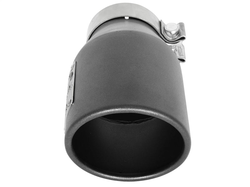 aFe MACH Force-Xp 3in 304 SS Metallic Black Exhaust Tip 3in In x 4-1/2in Out x 9in L Clamp-On Right Secondary image