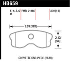 Hawk 06-10 Chevy Corvette (Improved Pad Design) Rear HP+ Street Brake Pads dimensions diagram