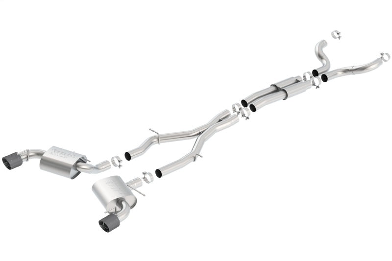 Borla 16-17 Chevy Camaro 6.2L 4.5in Carbon Fiber Tips Single Split Exit S-Type Catback Exhaust Secondary image