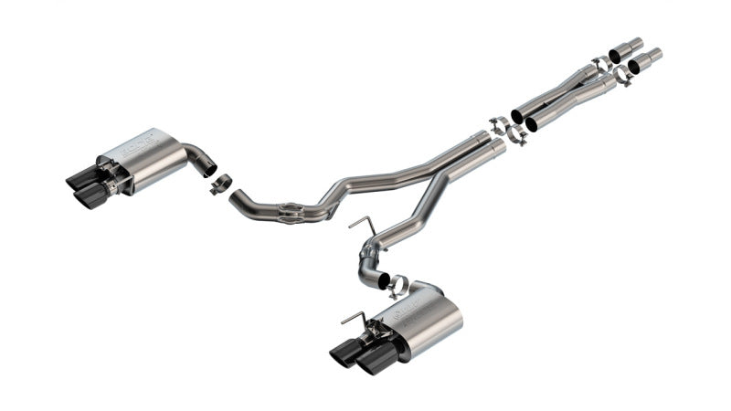 Borla 2024 Ford Mustang GT 5.0L V8 w/ Active Exhaust ATAK Cat-Back Exhaust System - Black Chrome Main image