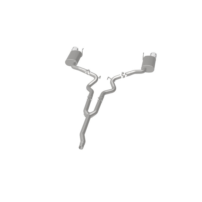 MagnaFlow Cat Back, SS, 2.5in, Street, Dual Split Polished 4.5in Tips 2015 Ford Mustang Ecoboost exhaust system image