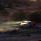 Rigid Industries 360-Series Laser 6in Amber Backlight on off-road truck, enhancing visibility and performance in rugged conditions.