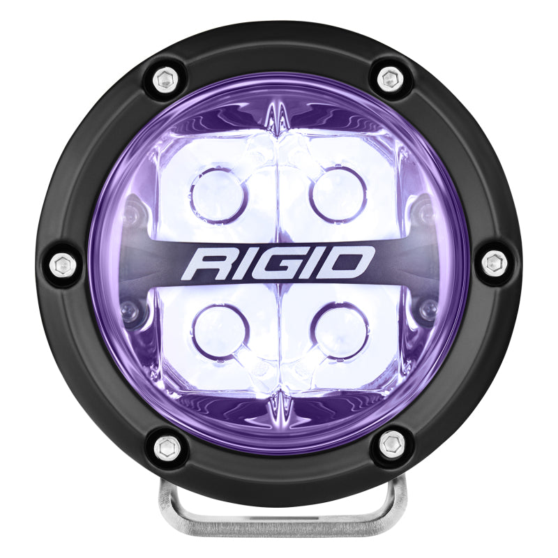 Rigid Industries 360-Series 4in LED Off-Road Spot Beam - RGBW, stylish offroad lighting for trucks and SUVs.