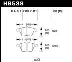 Hawk 2009-2009 Audi A4 Cabriolet HPS 5.0 Front Brake Pads dimensions