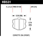 Hawk 2010-2013 Chevrolet Corvette Grand Sport HPS 5.0 Front Brake Pads specifications diagram