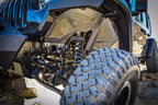 DV8 Offroad 07-18 Jeep Wrangler JK 2.0 Hydraulic 2.5in Stroke Bump Stop (Pair) close-up view of suspension and tire