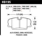 Hawk 84-4/91 BMW 325 (E30) HT-10 HP+ Street Front Brake Pads dimensions
