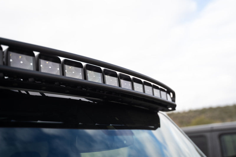 DV8 21+ Ford Bronco Curved Light Bracket for 12 3in. Pod Lights mounted with LED lights