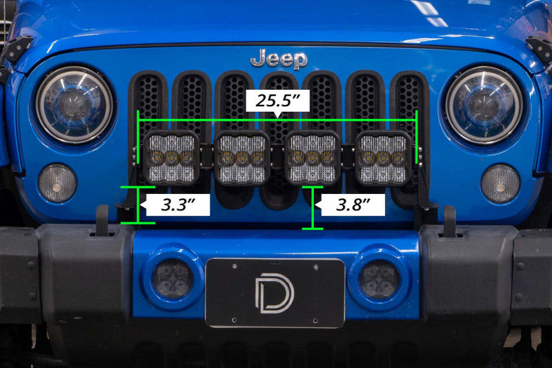 Diode Dynamics Jeep JK SS5 4-Pod CrossLink Grille Lightbar Kit Sport - Yellow Combo Secondary image