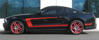 Eibach Pro-Kit for 11 Ford Mustang Coupe 3.7L/5.0L-V6/V8 in black with red accents and custom wheels.
