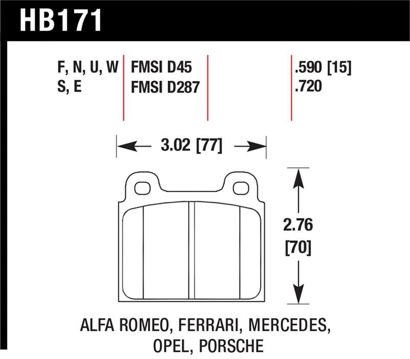 Hawk 69-77 & 84-89 Porsche 911 Blue 9012 Front Race Brake Pads Secondary image