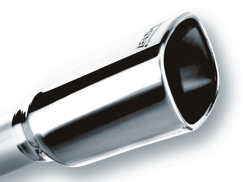 Borla 2.25in Inlet 3.28in x 3.5in Square Rolled Angle Cut x 7.88in Long Exhaust Tip in Bright Chrome finish