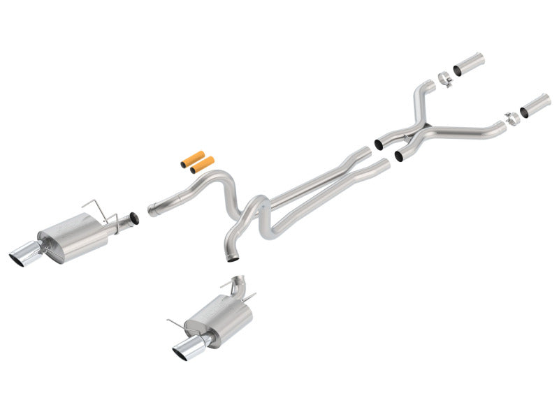 Borla 13-14 Mustang GT/Boss 302 5.0L V8 RWD Single Split Rear Exit ATAK Catback Exhaust system components