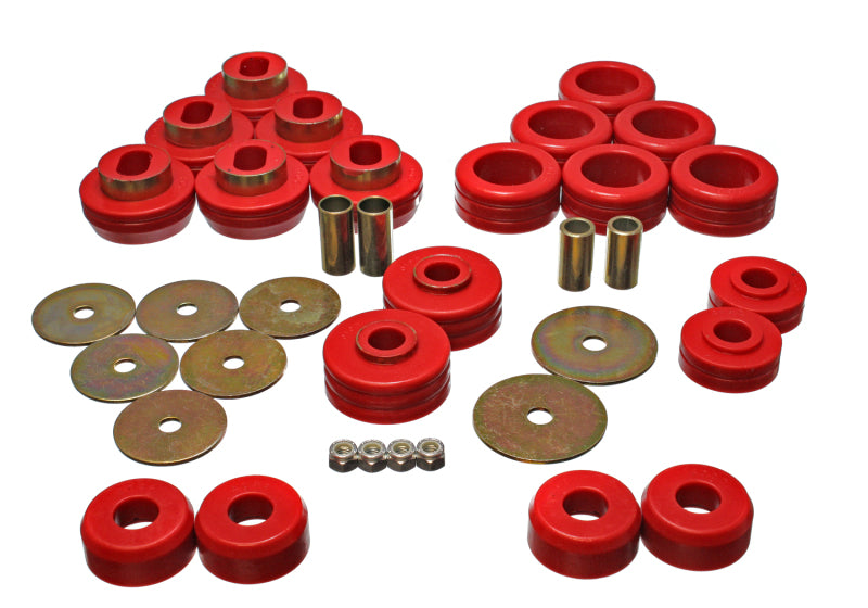 Energy Suspension 92-97 GM Denali XL/Blazer/Yukon XL 4WD Red Body Mount Set for offroad performance upgrades.