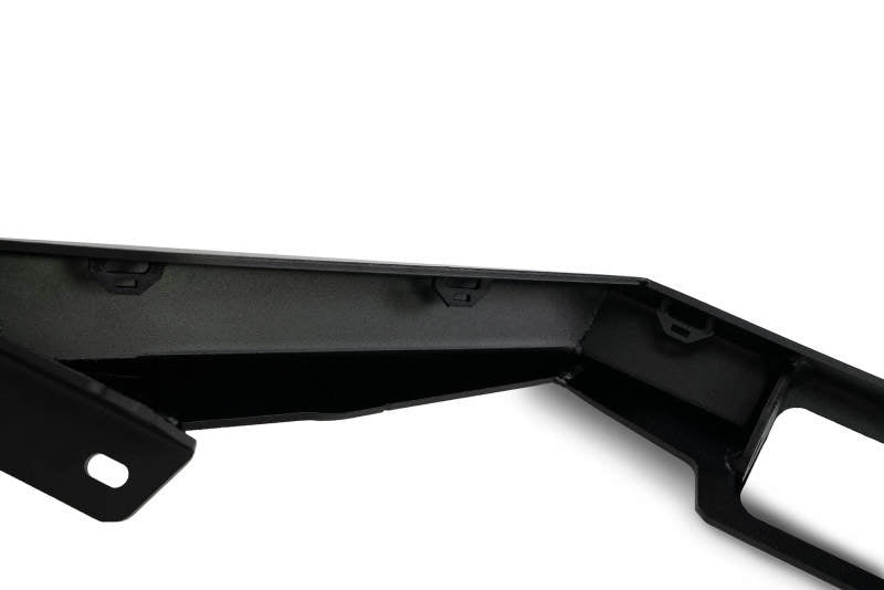 DV8 Offroad 21-22 Ford Bronco Factory Modular Front Bumper Bull Bar close up view of black finish