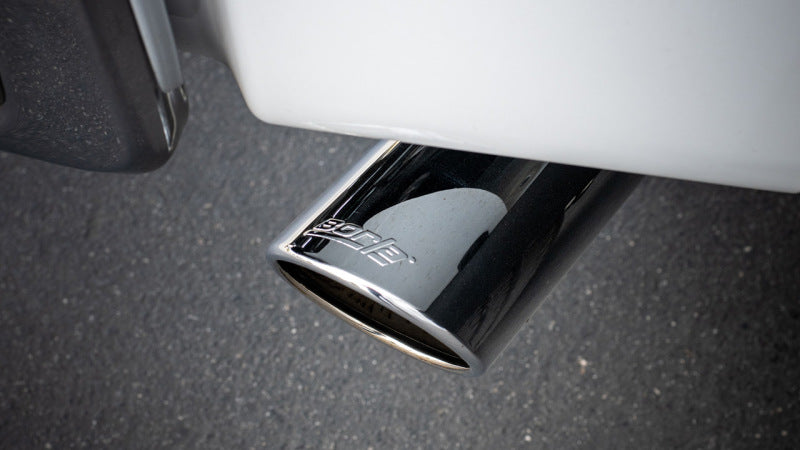 Borla 20-22 Chevrolet/GMC Silverado/Sierra 6.6L T-304 SS Cat-Back S-Type Exhaust - Brushed chrome tip close-up