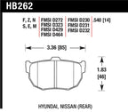 Hawk 89-97 Nissan 240SX SE HP+ Street Rear Brake Pads dimensions