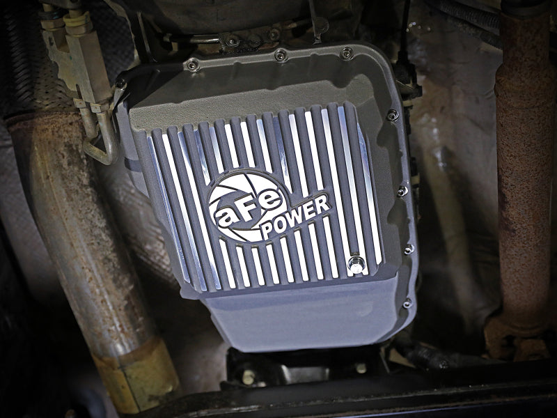 aFe Transmission Pan Raw w/ Machined Fins 13-19 Dodge Diesel Trucks L6-6.7L (td) Secondary image