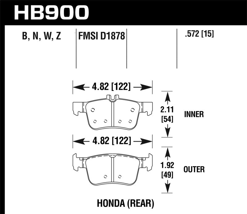 Hawk 16-19 Honda Civic DTC-30 Race Rear Brake Pads Secondary image