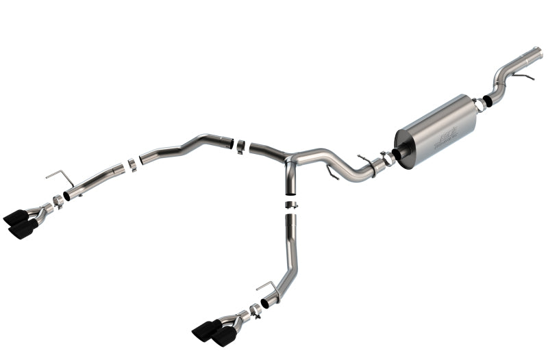 Borla 21-22 Chevrolet Tahoe 6.2L V8 2/4WD 4DR T-304 SS Touring Cat-Back Exhaust w/ Black Chrome Tips Main image