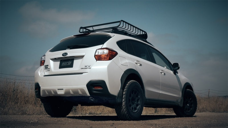 Borla 13-14 Subaru Impreza/XV Crosstrek 2.0L AT/MT AWD 5Dr Single Round Rolled Rear Right Exit Exht on offroad terrain