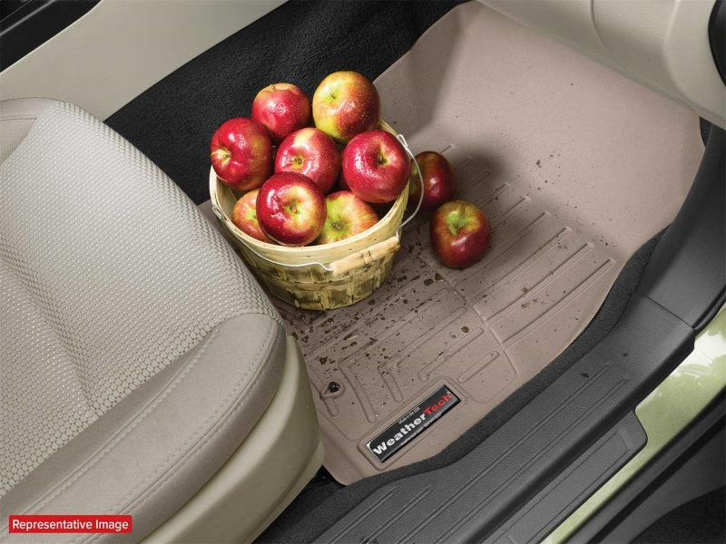 WeatherTech 09+ Ford F150 Super Crew Rear FloorLiner - Black with apples in a basket