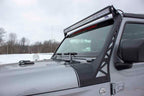 Fishbone Offroad 2018+ Jeep Wrangler JL Windshield Light Bracket on Jeep with light bar.