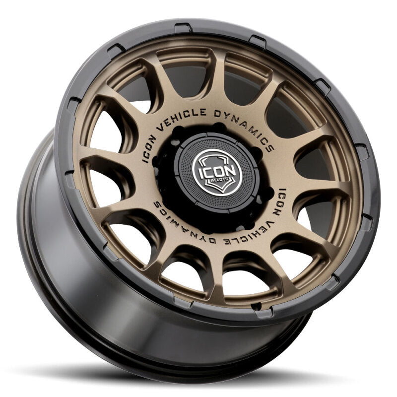 ICON Alloys Rancho 20x9 / 8x6.5 / 12mm / 5.5in BS Satin Bronze Wheel w/ Gloss Black Lip Secondary image